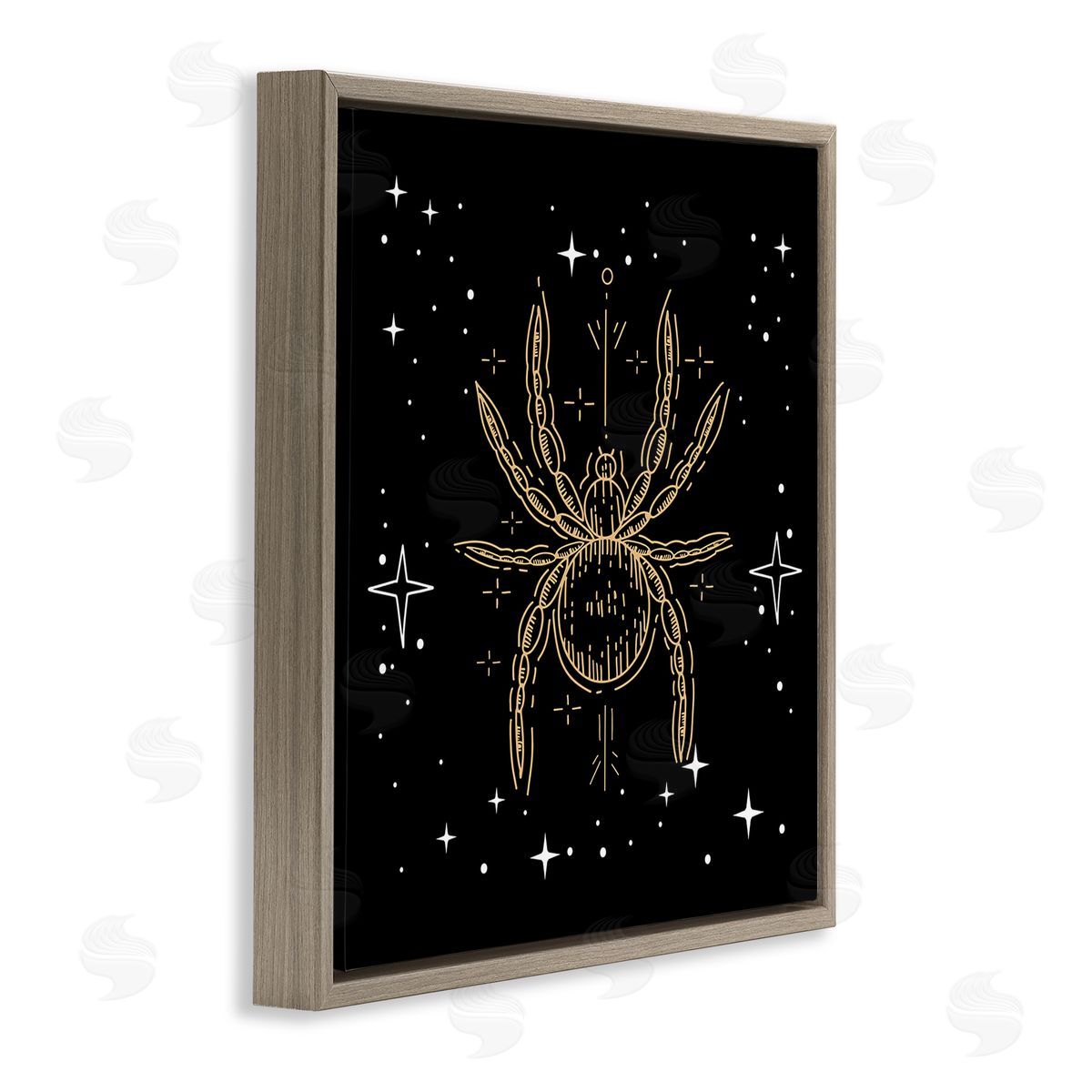 Stupell Studio Starry Halloween Spider Insect  Brown Floating Frame Canvas Wall Art Print