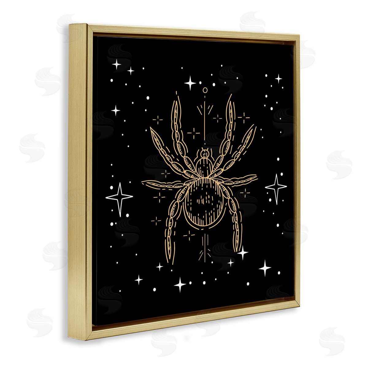 Stupell Studio Starry Halloween Spider Insect  Gold Floating Frame Canvas Wall Art Print
