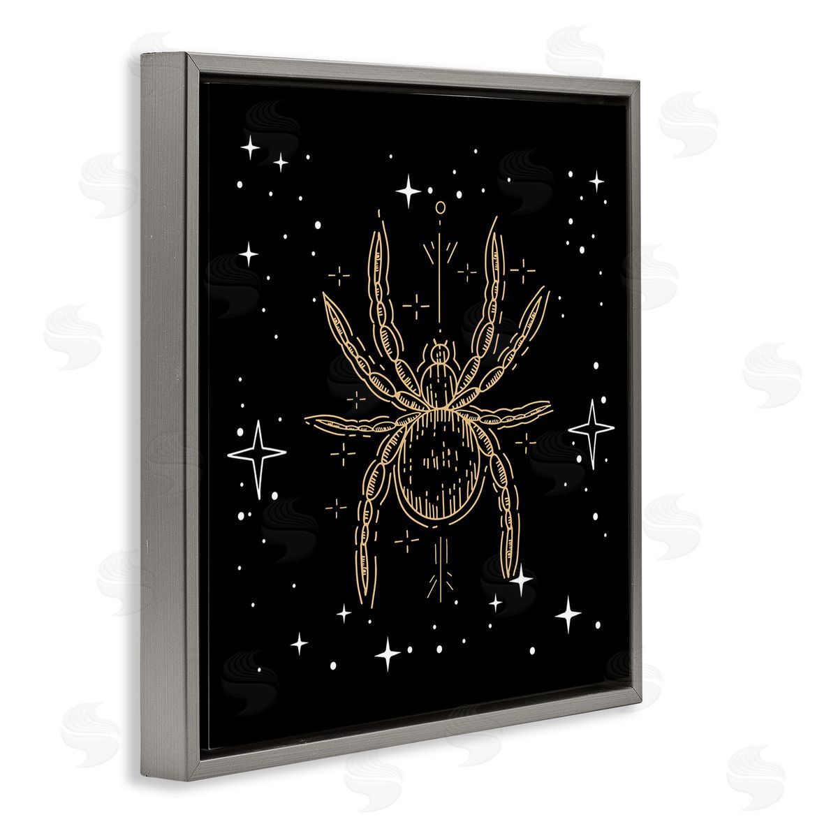 Stupell Studio Starry Halloween Spider Insect  Gray Floating Frame Canvas Wall Art Print