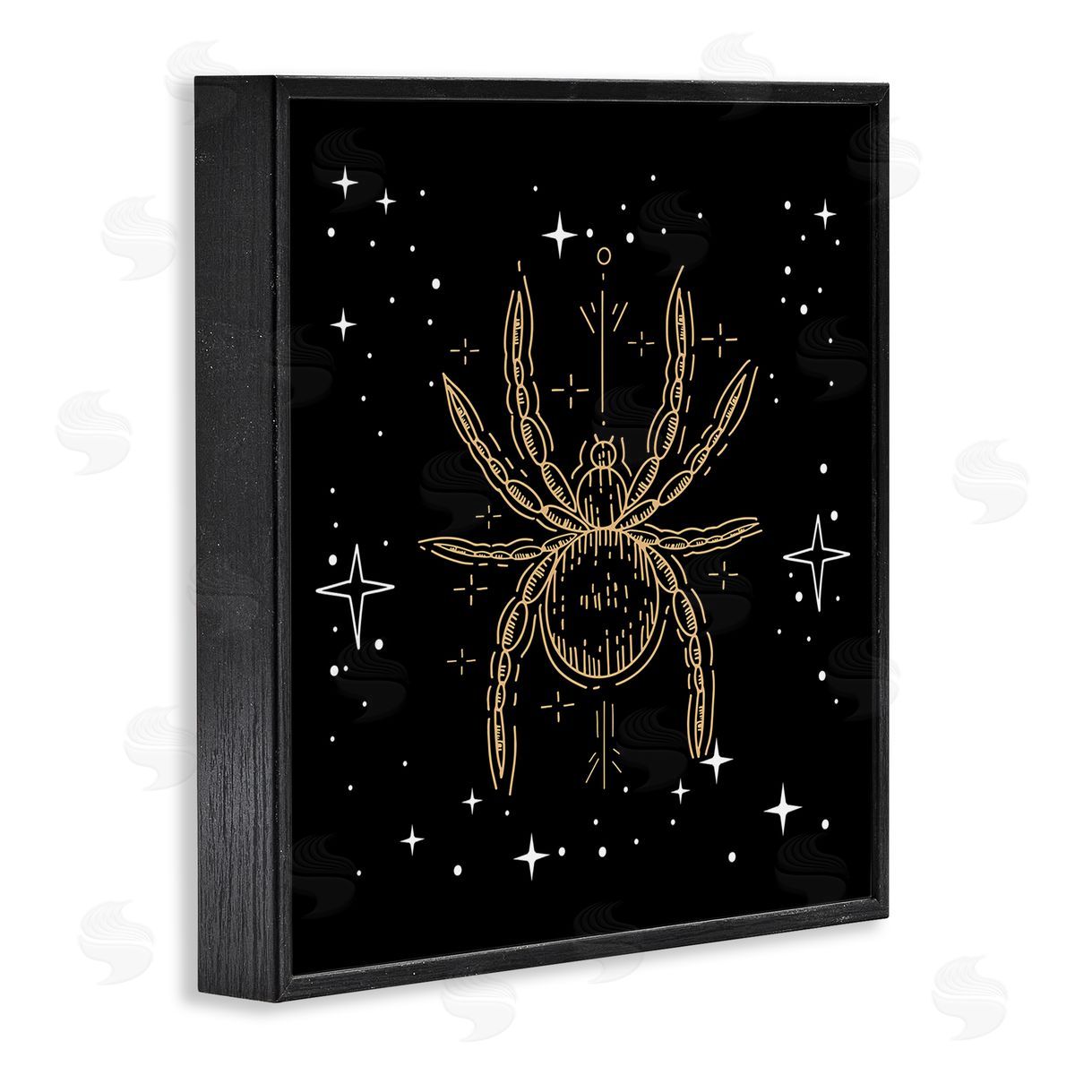 Stupell Studio Starry Halloween Spider Insect  Black Framed Glicee Wall Art Print