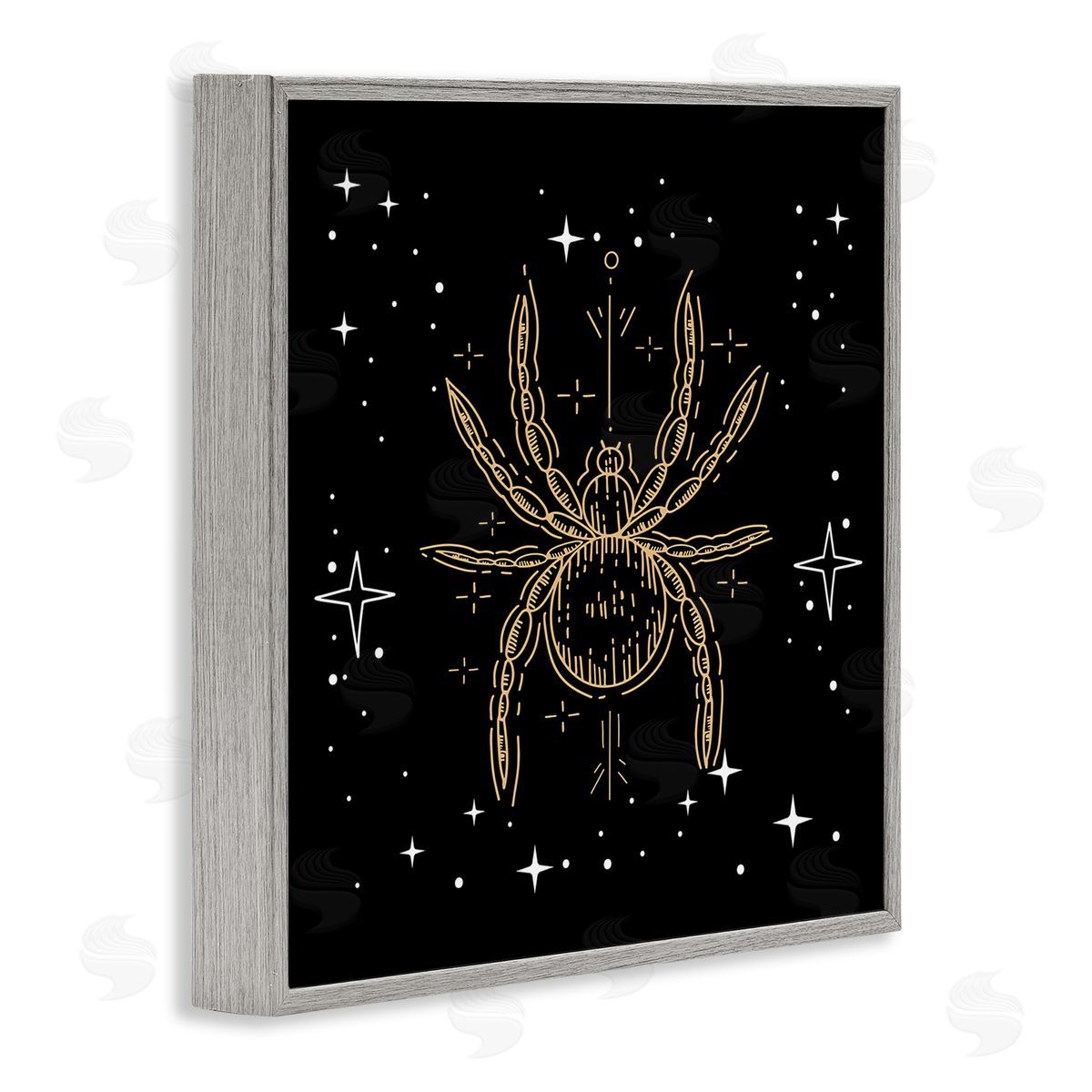 Stupell Studio Starry Halloween Spider Insect  Gray Framed Glicee Wall Art Print