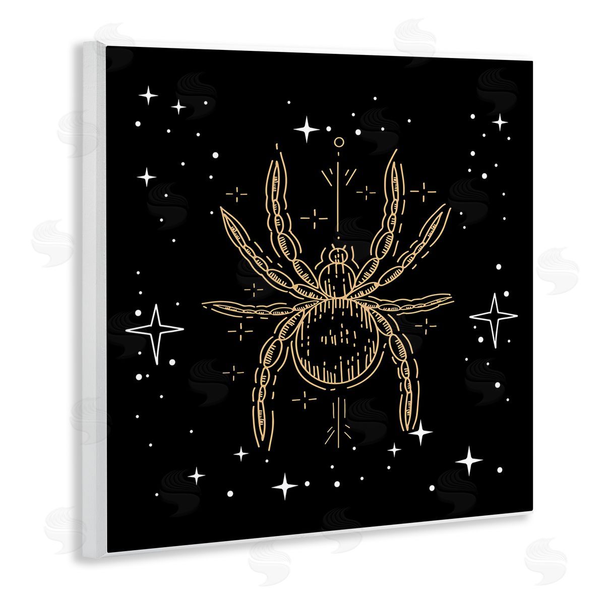 Stupell Studio Starry Halloween Spider Insect  Wooden Wall Plaque Art Print