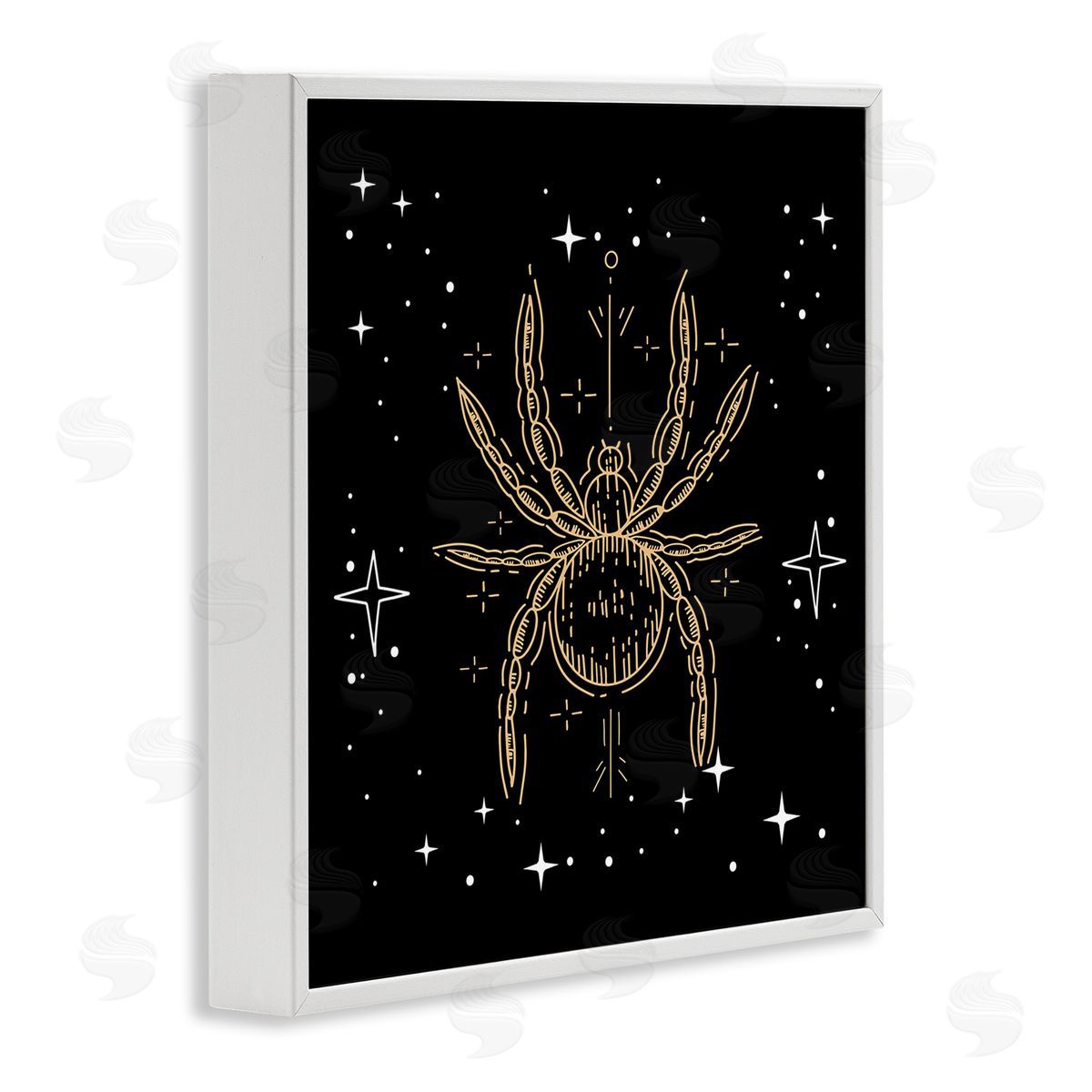 Stupell Studio Starry Halloween Spider Insect  White Framed Glicee Wall Art Print