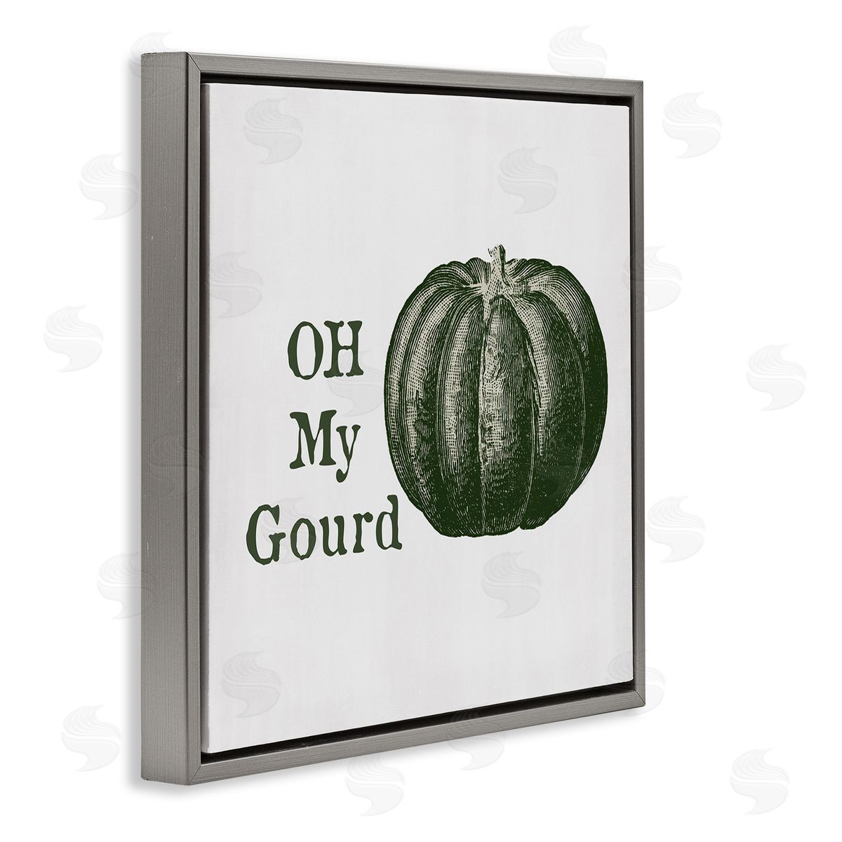 Lauren Rader Oh My Gourd Fall Pumpkin Gray Floating Frame Canvas Wall Art Print
