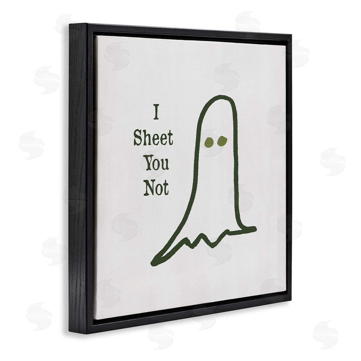 Lauren Rader I Sheet You Not Ghost Black Floating Frame Canvas Wall Art Print