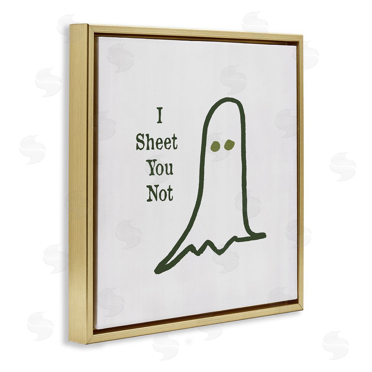 Lauren Rader I Sheet You Not Ghost Gold Floating Frame Canvas Wall Art Print