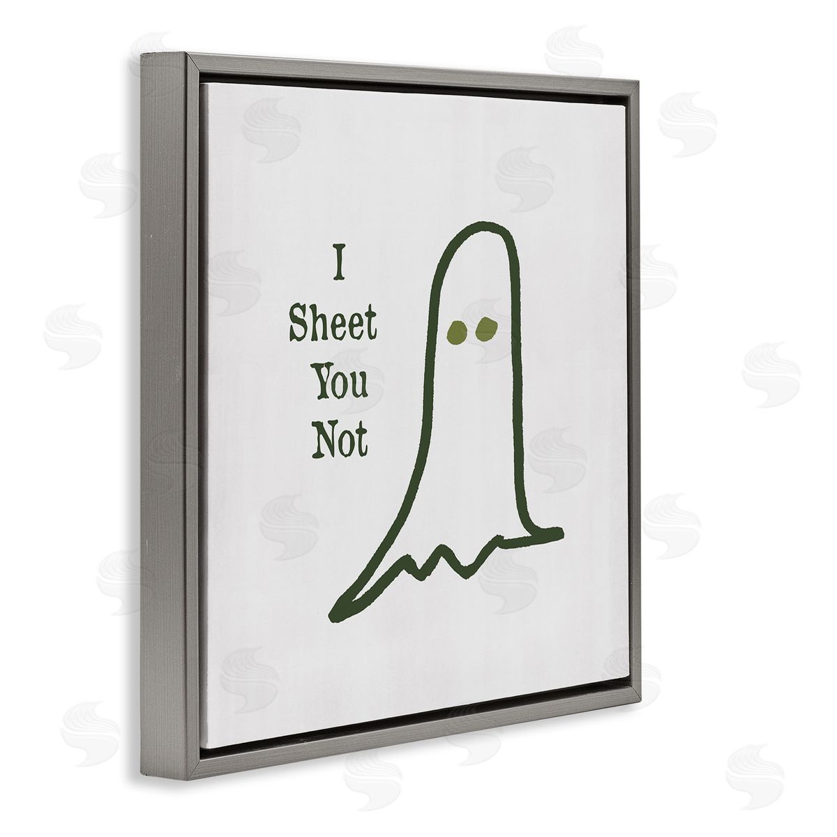 Lauren Rader I Sheet You Not Ghost Gray Floating Frame Canvas Wall Art Print