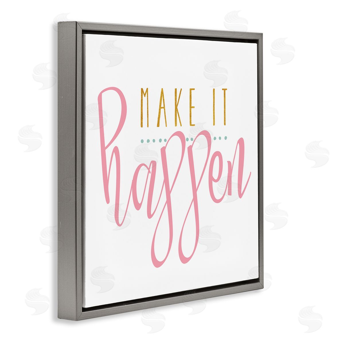 Alli Rogosich Make It Happen Phrase Gray Floating Frame Canvas Wall Art Print