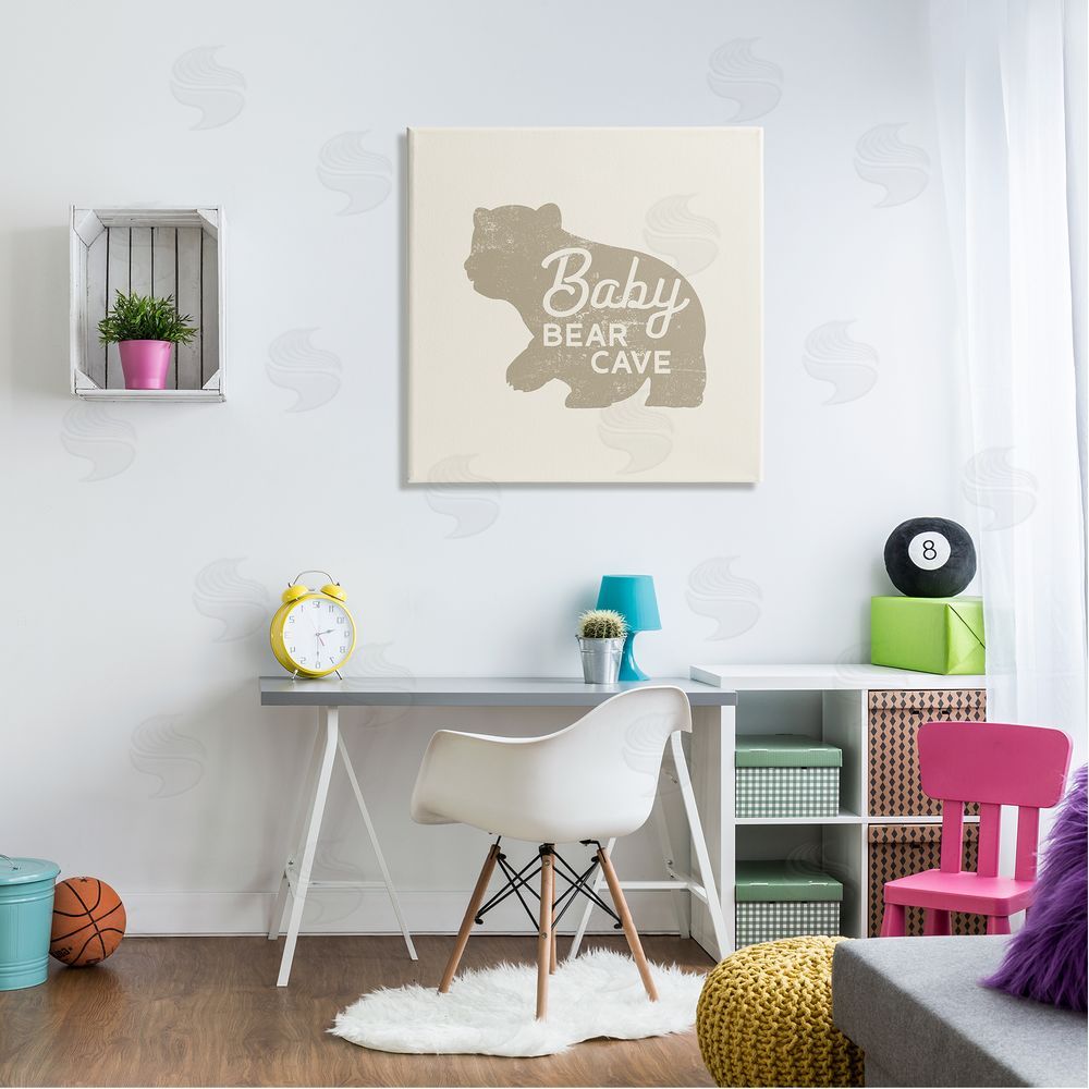 Stupell Studio Vintage Baby Bear Cave Canvas Wall Art in Room