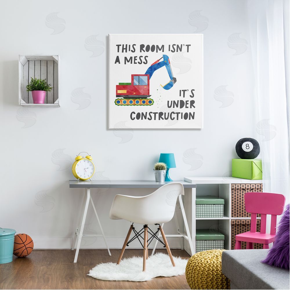 Jennifer McCully This Room Is Under Construction Phrase Canvas Wall Art in Room