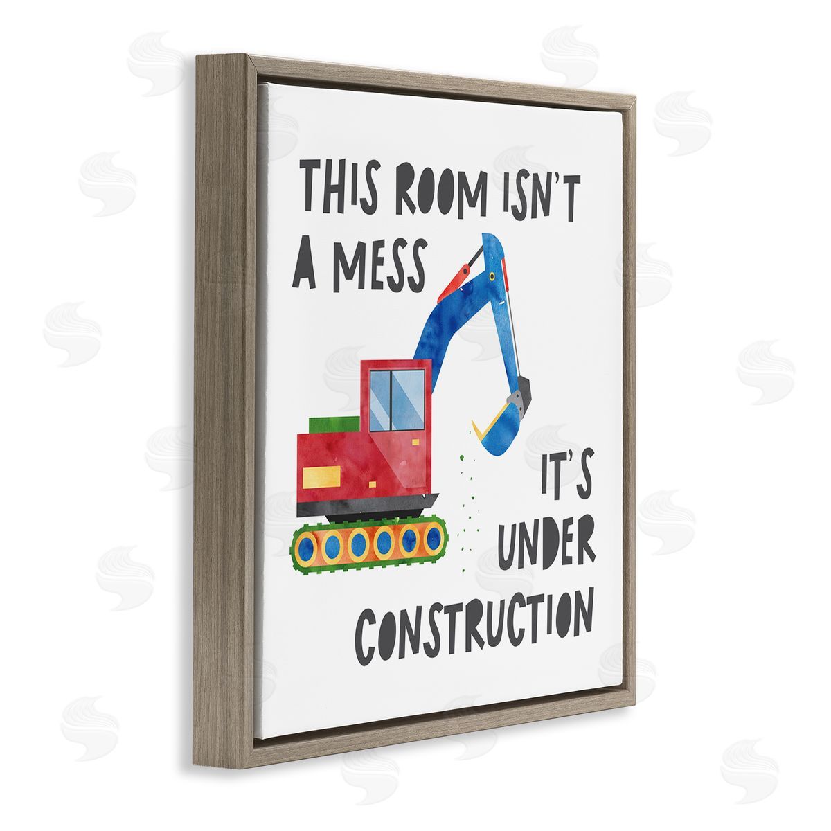 Jennifer McCully This Room Is Under Construction Phrase Brown Floating Frame Canvas Wall Art Print
