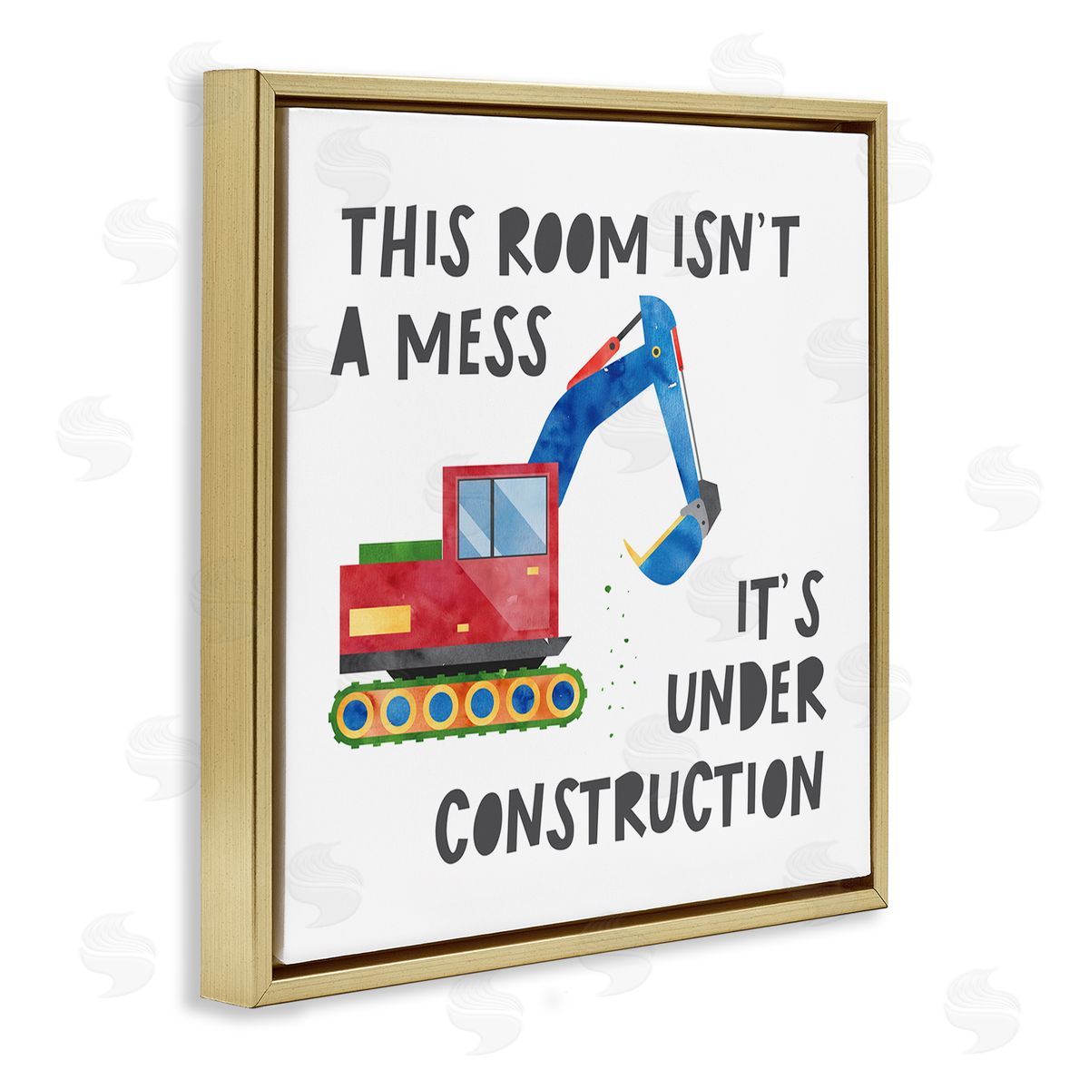 Jennifer McCully This Room Is Under Construction Phrase Gold Floating Frame Canvas Wall Art Print