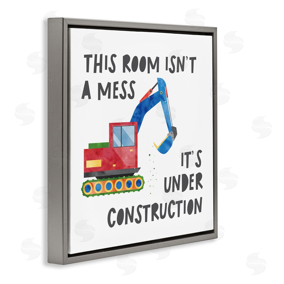 Jennifer McCully This Room Is Under Construction Phrase Gray Floating Frame Canvas Wall Art Print