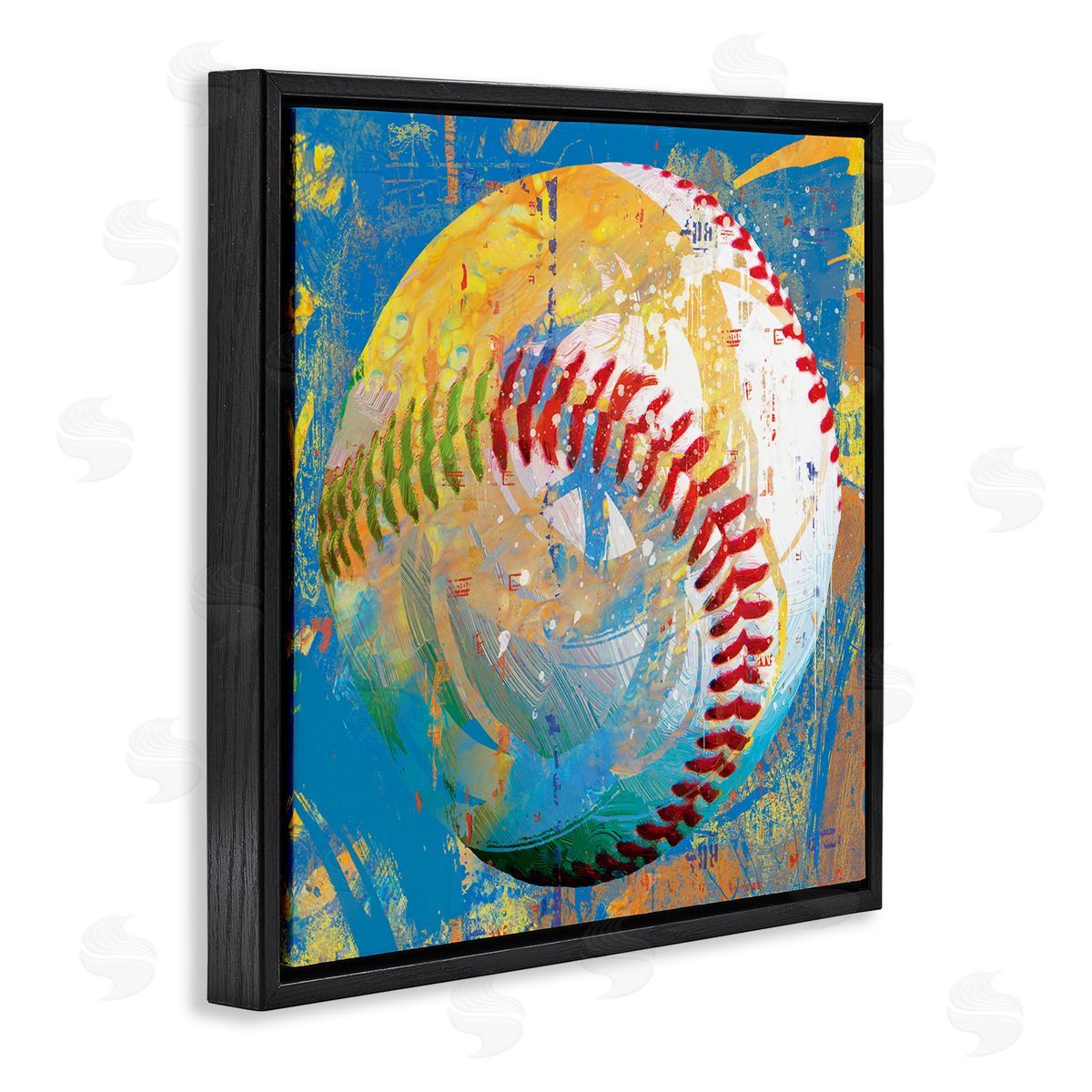Savannah Miller Urban Style Baseball Sports Black Floating Frame Canvas Wall Art Print