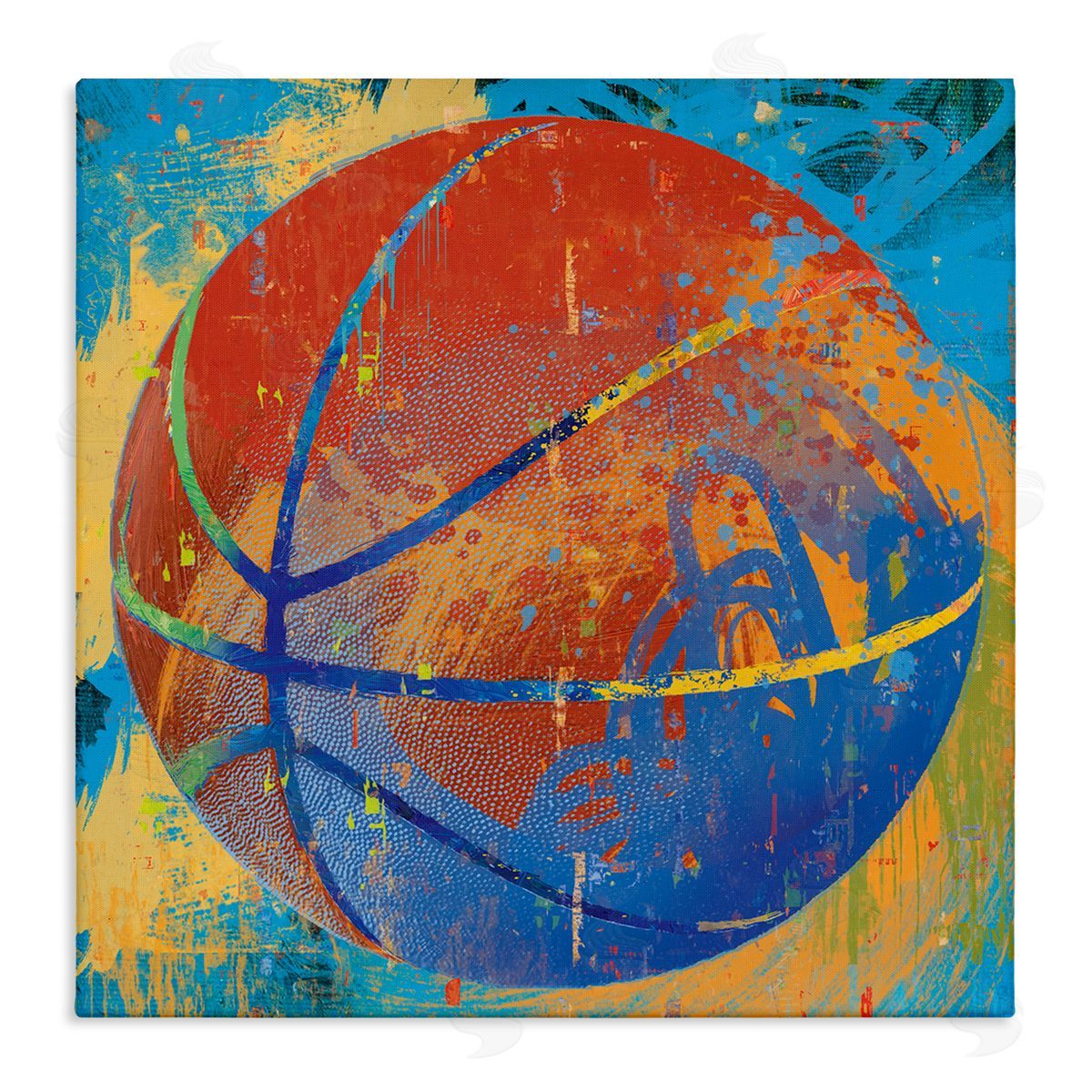 Savannah Miller Urban Splatter Sports Basketball Stretched Canvas Wall Art Print