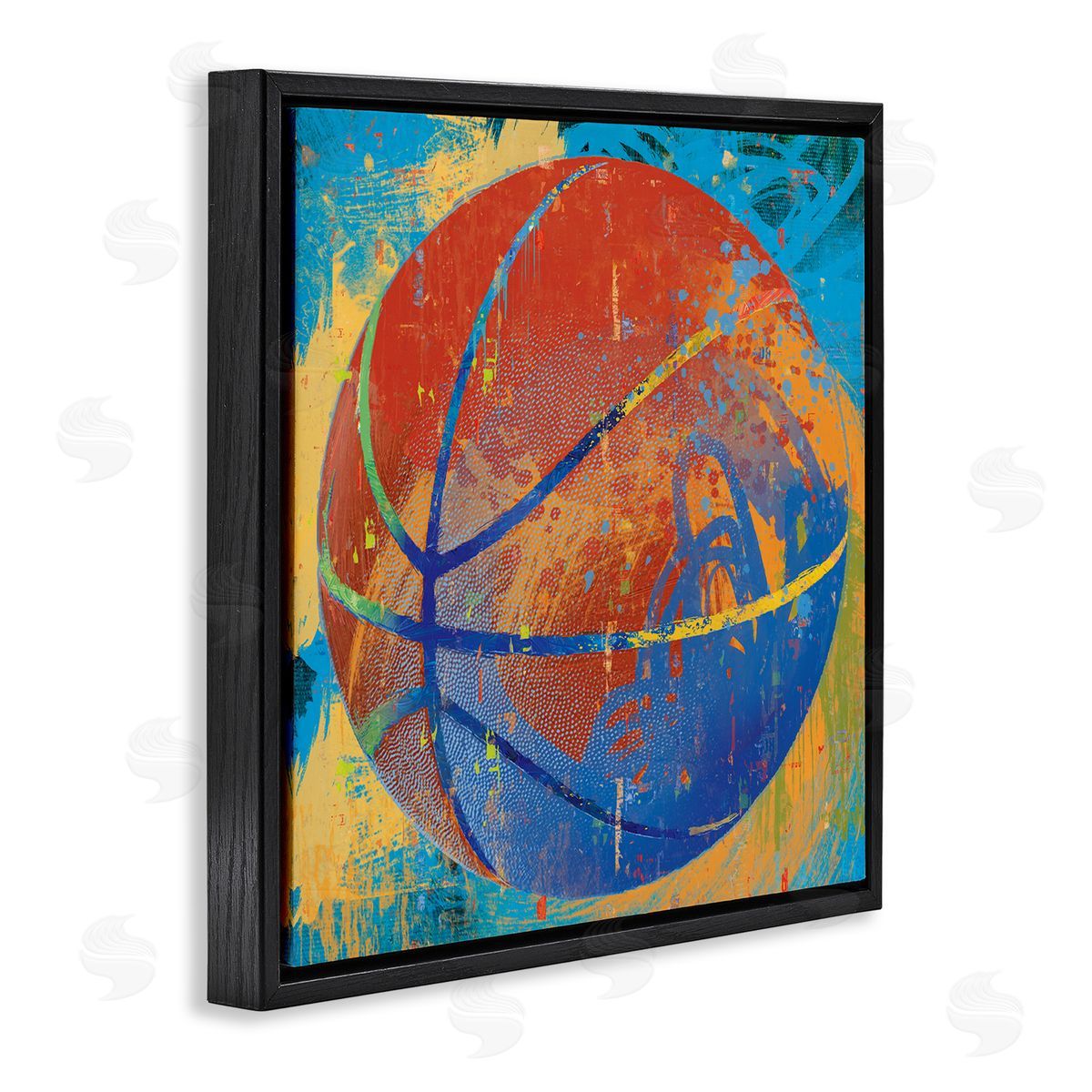 Savannah Miller Urban Splatter Sports Basketball Black Floating Frame Canvas Wall Art Print