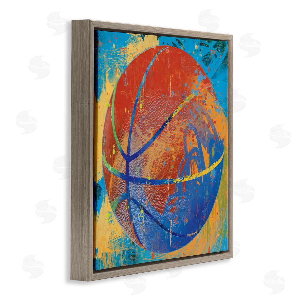 Savannah Miller Urban Splatter Sports Basketball Brown Floating Frame Canvas Wall Art Print