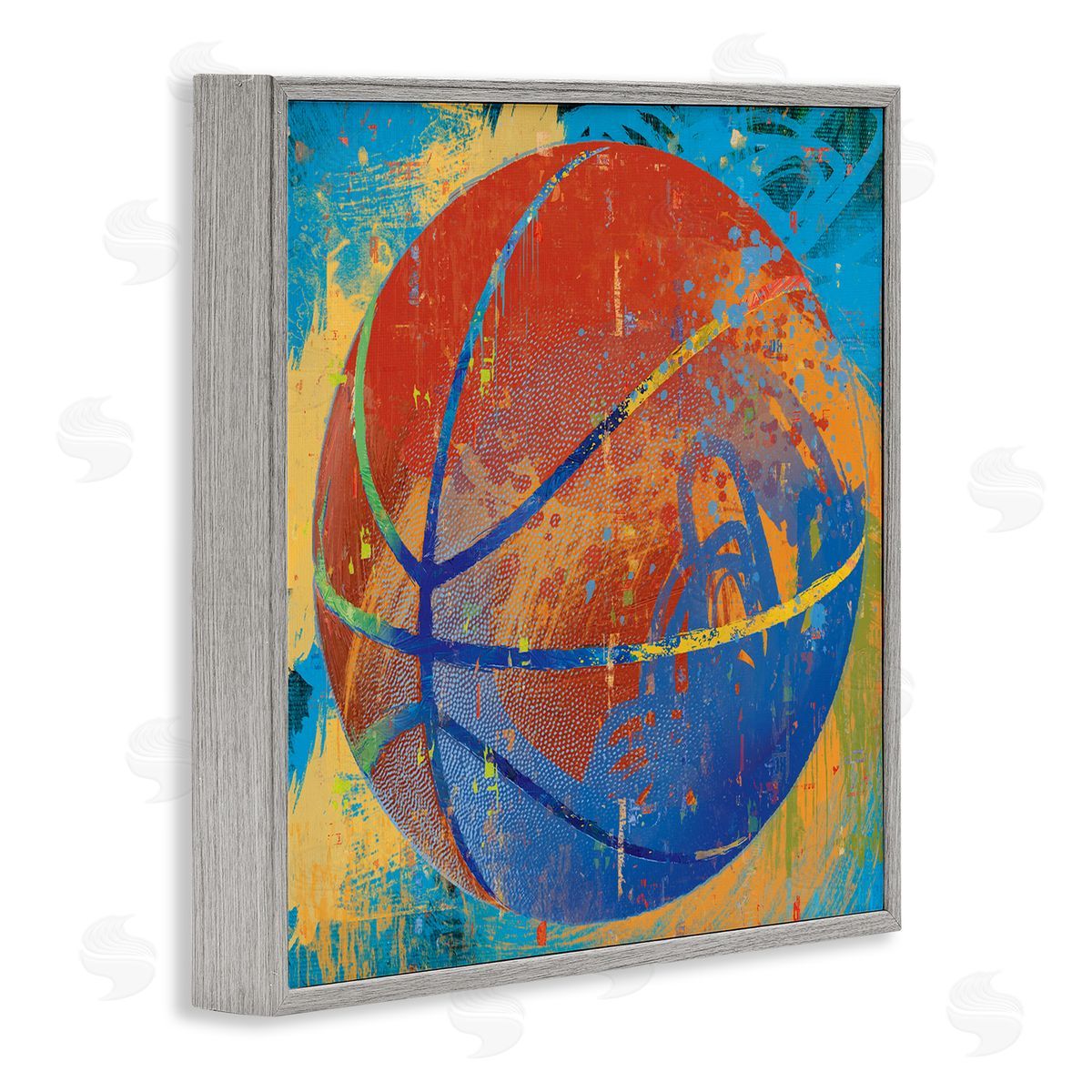 Savannah Miller Urban Splatter Sports Basketball Gray Framed Glicee Wall Art Print