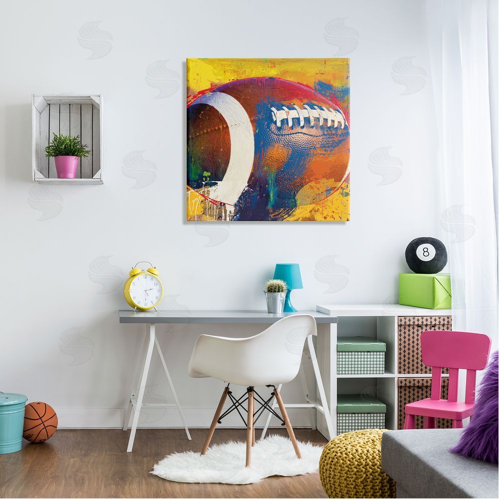Savannah Miller Football Paint Splatter Sports Canvas Wall Art in Room