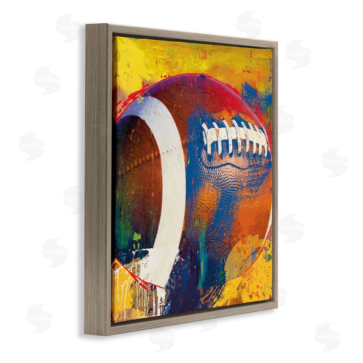 Savannah Miller Football Paint Splatter Sports Brown Floating Frame Canvas Wall Art Print