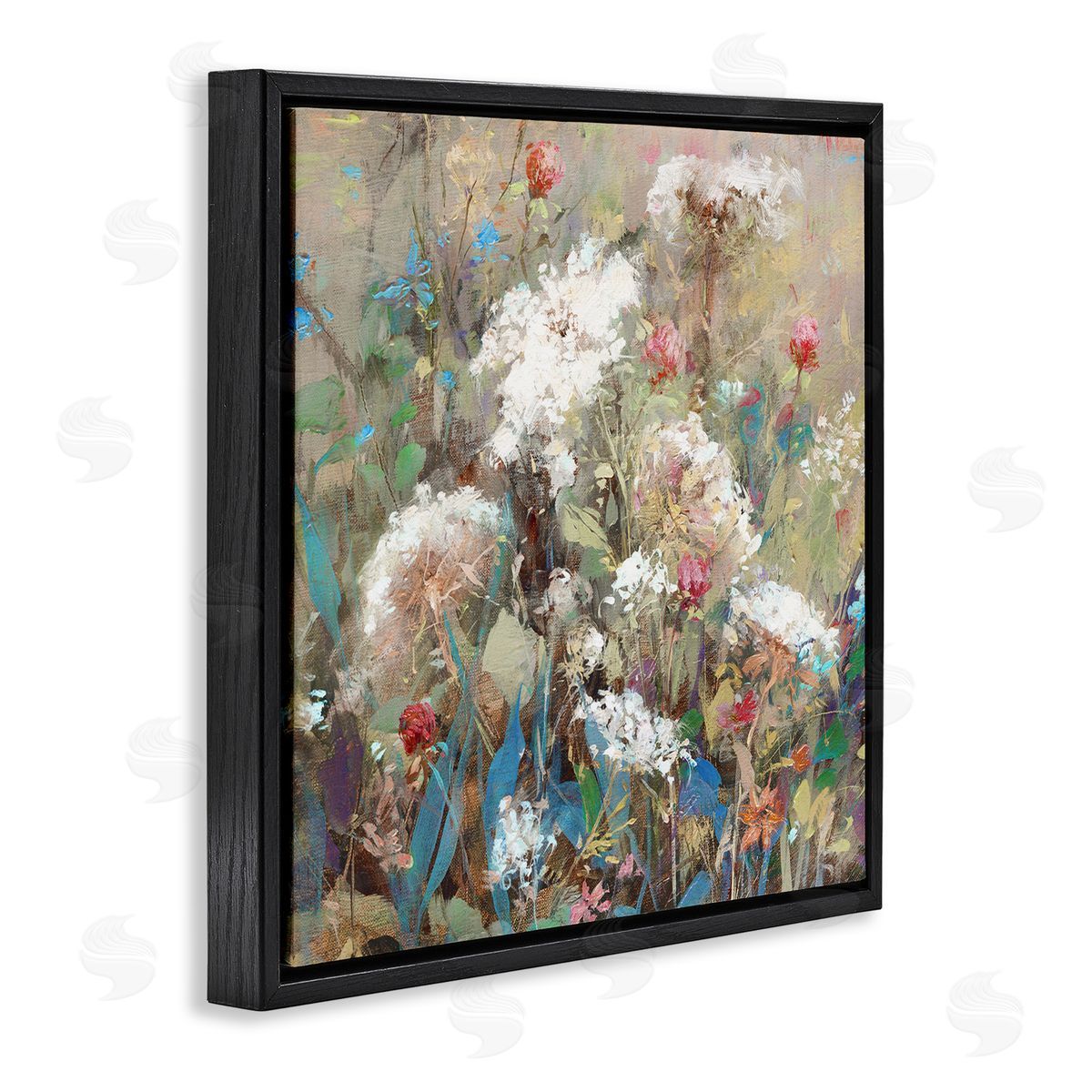 Katie Swatland Mixed Wildflower Nature Arrangement Black Floating Frame Canvas Wall Art Print