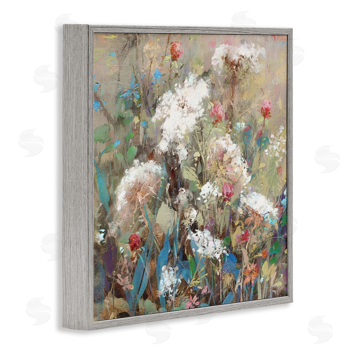 Katie Swatland Mixed Wildflower Nature Arrangement Gray Framed Glicee Wall Art Print