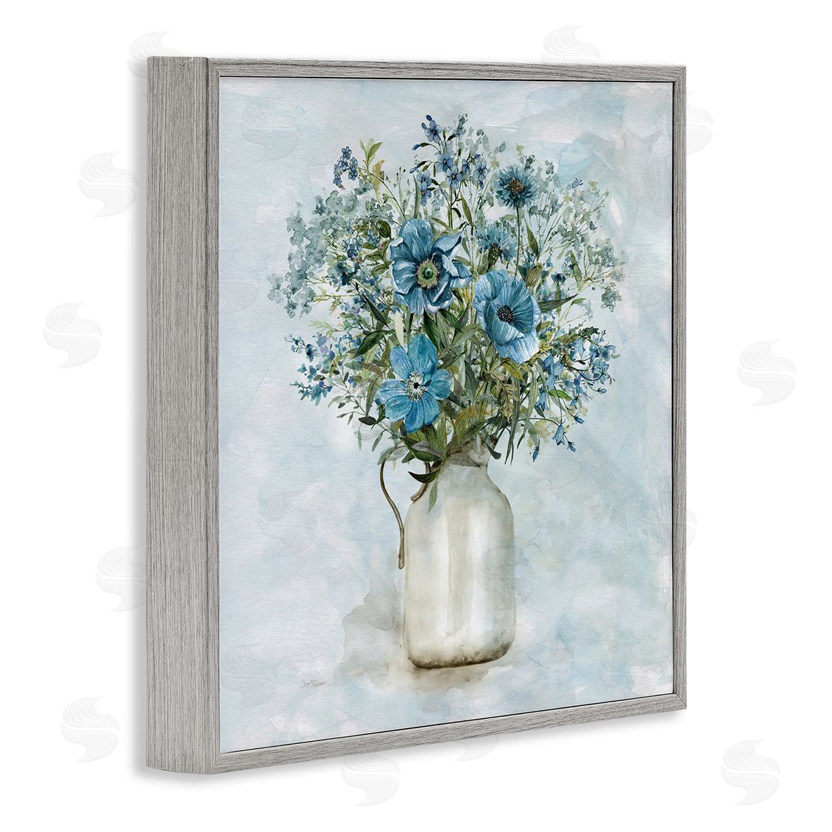 Carol Robinson Mixed Geranium Bouquet Milk Pitcher Gray Framed Glicee Wall Art Print