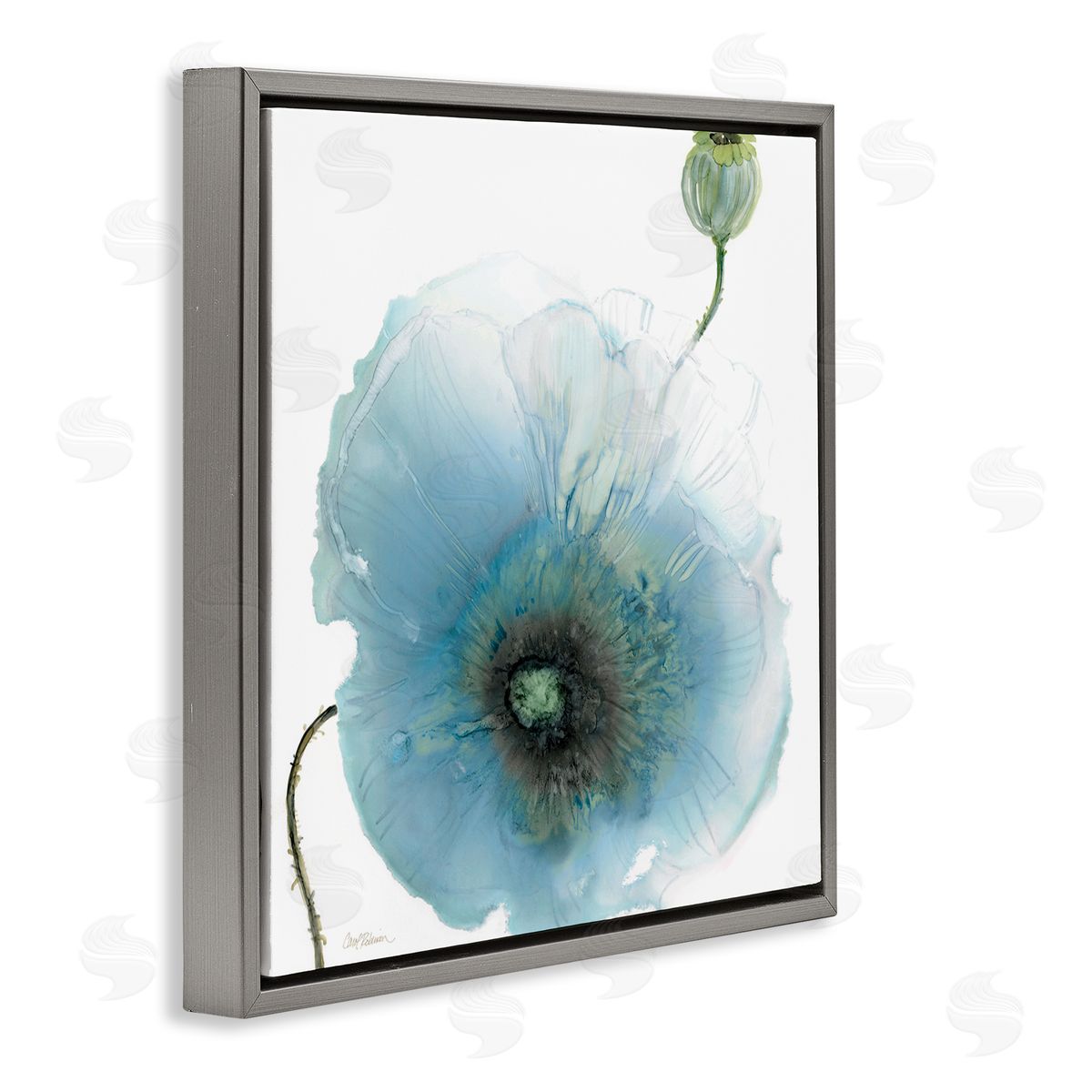 Carol Robinson Contemporary Flower Petal Shape Gray Floating Frame Canvas Wall Art Print