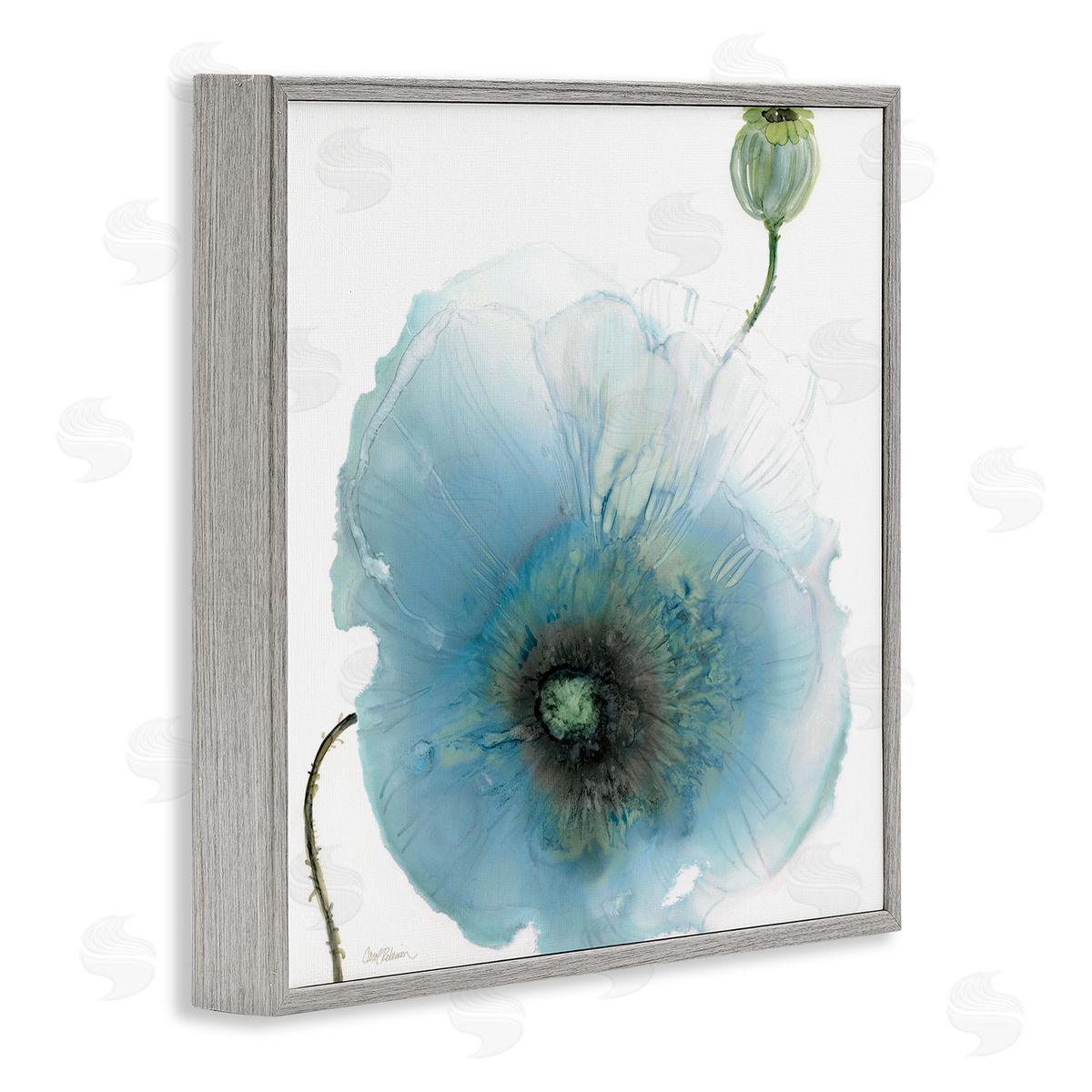 Carol Robinson Contemporary Flower Petal Shape Gray Framed Glicee Wall Art Print