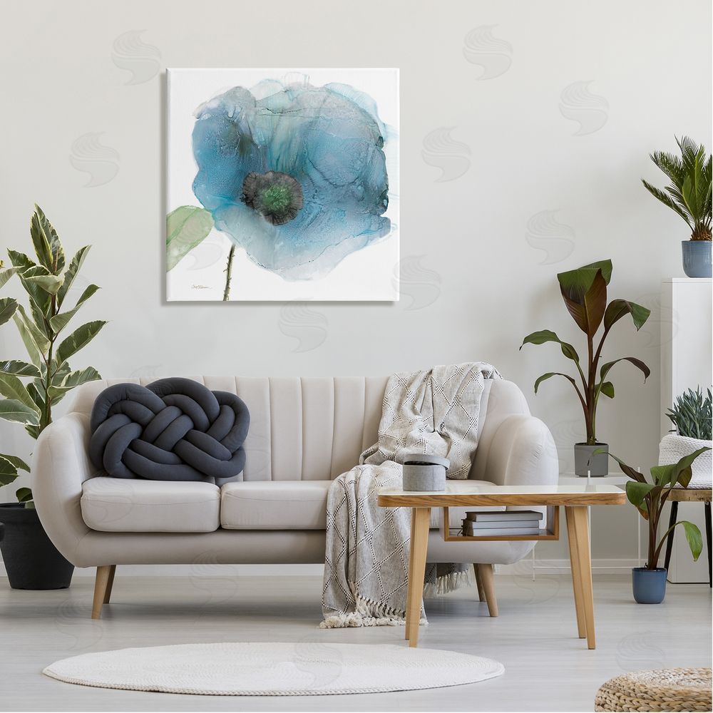 Carol Robinson Abstract Blue Flower Shape  Canvas Wall Art in Room
