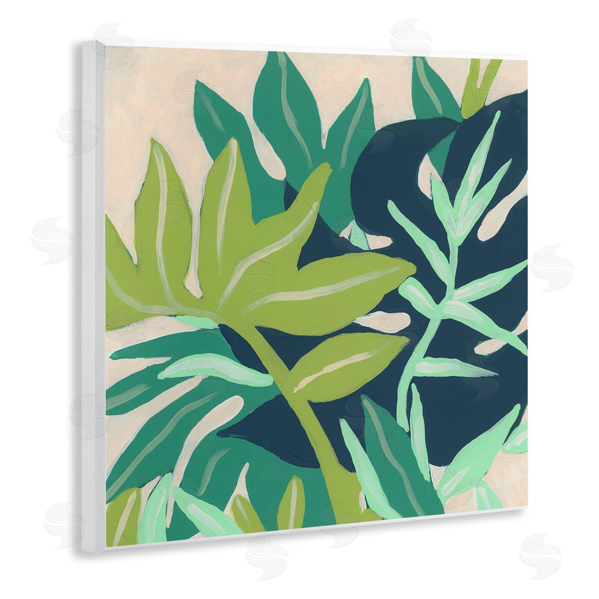 June Erica Vess Tropical Layered Plant Leaves Wooden Wall Plaque Art Print
