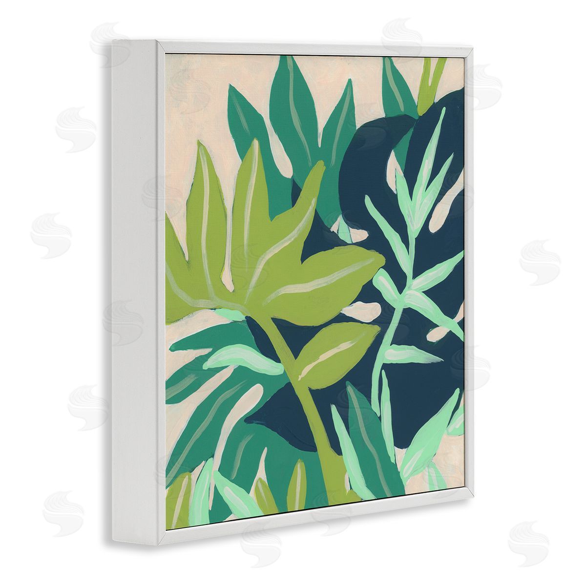 June Erica Vess Tropical Layered Plant Leaves White Framed Glicee Wall Art Print