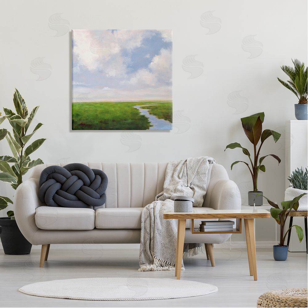 Catherine Andersen Rural Country Grassland Stream Canvas Wall Art in Room