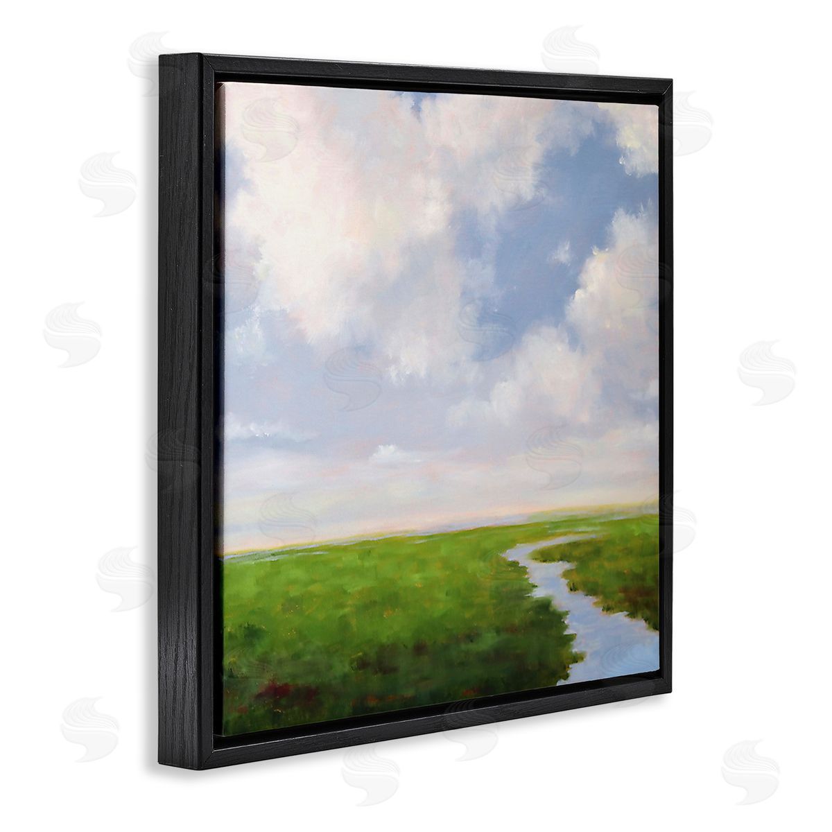 Catherine Andersen Rural Country Grassland Stream Black Floating Frame Canvas Wall Art Print