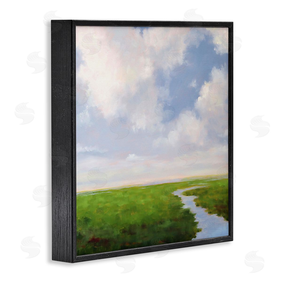 Catherine Andersen Rural Country Grassland Stream Black Framed Glicee Wall Art Print