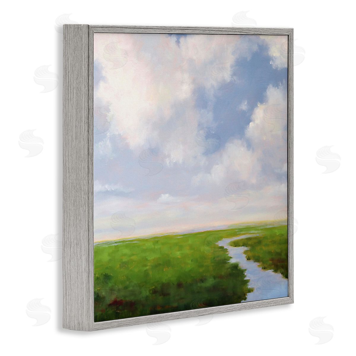 Catherine Andersen Rural Country Grassland Stream Gray Framed Glicee Wall Art Print