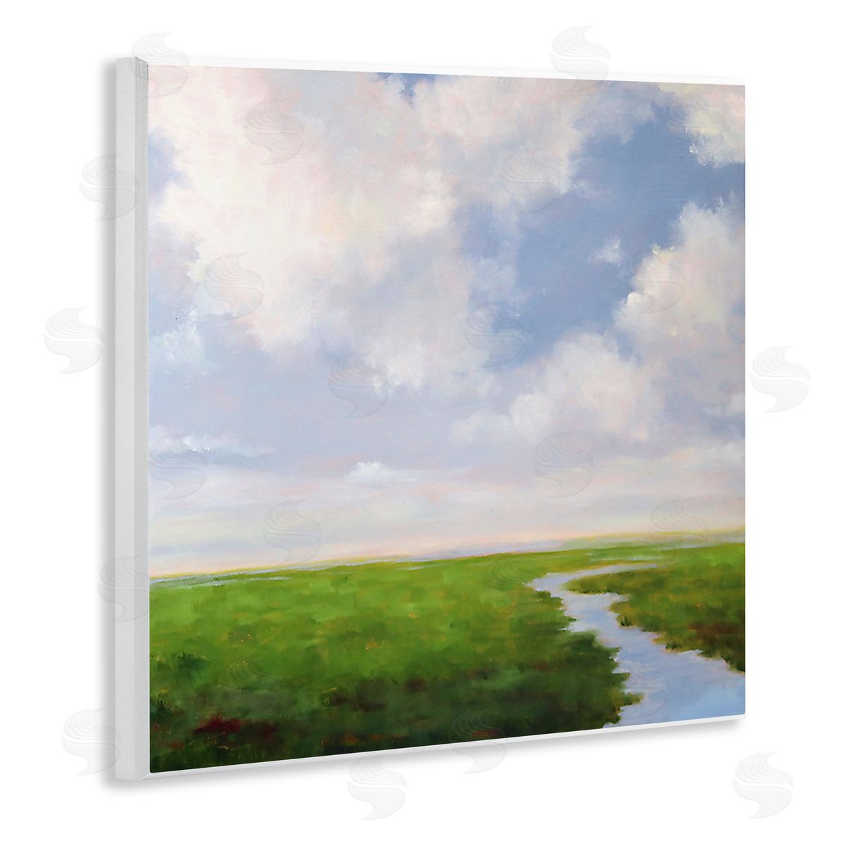 Catherine Andersen Rural Country Grassland Stream Wooden Wall Plaque Art Print