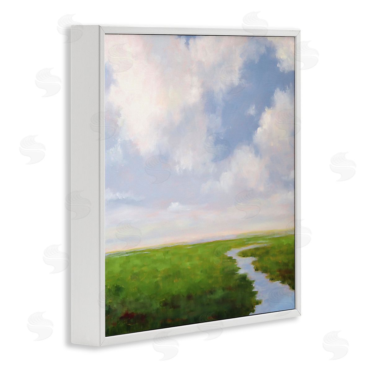 Catherine Andersen Rural Country Grassland Stream White Framed Glicee Wall Art Print