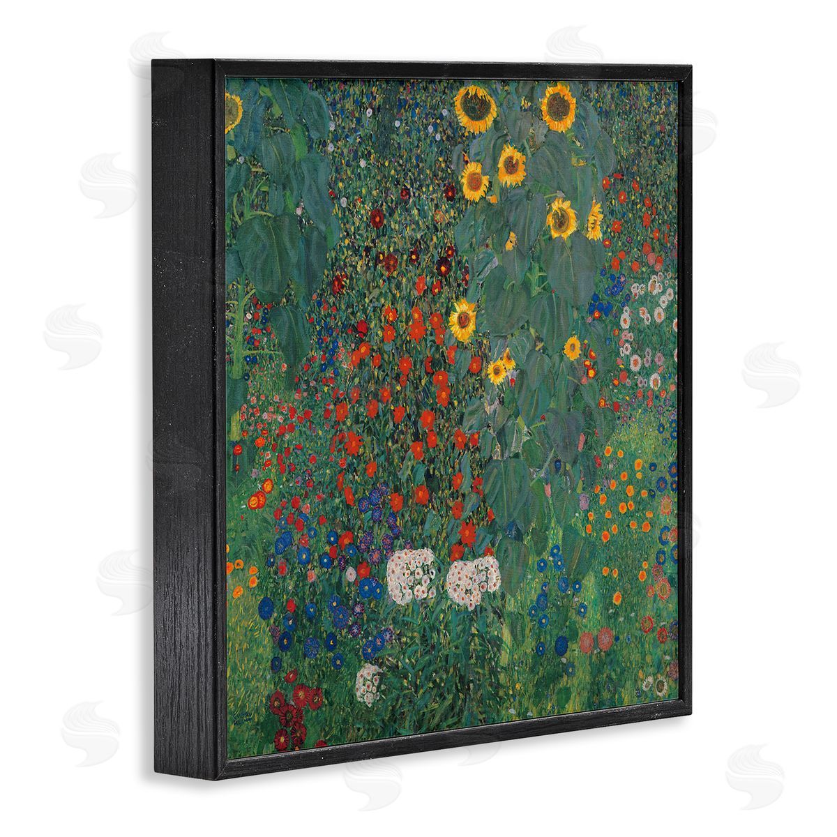 Gustav Klimt Modern Flower Garden Collage Black Framed Glicee Wall Art Print