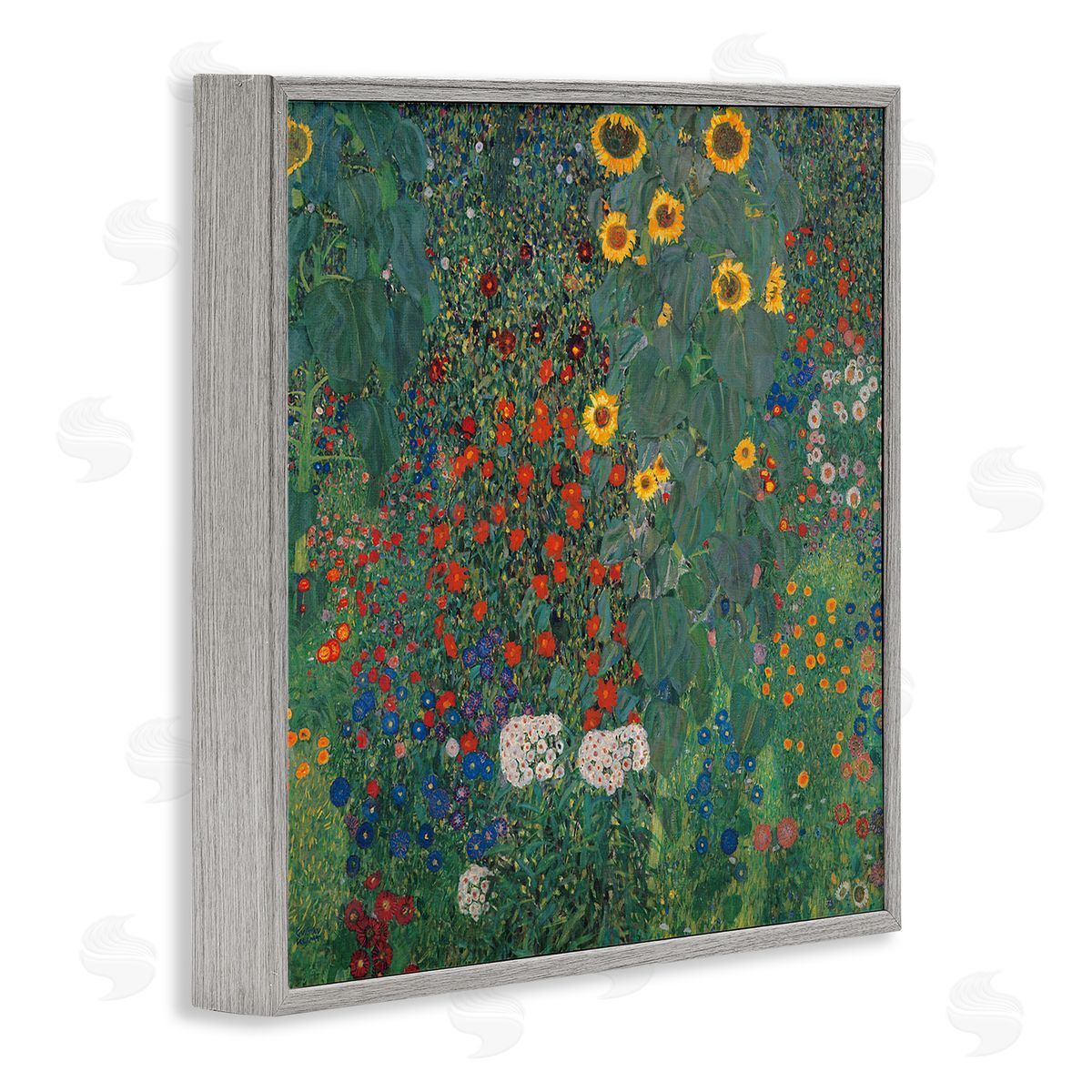 Gustav Klimt Modern Flower Garden Collage Gray Framed Glicee Wall Art Print