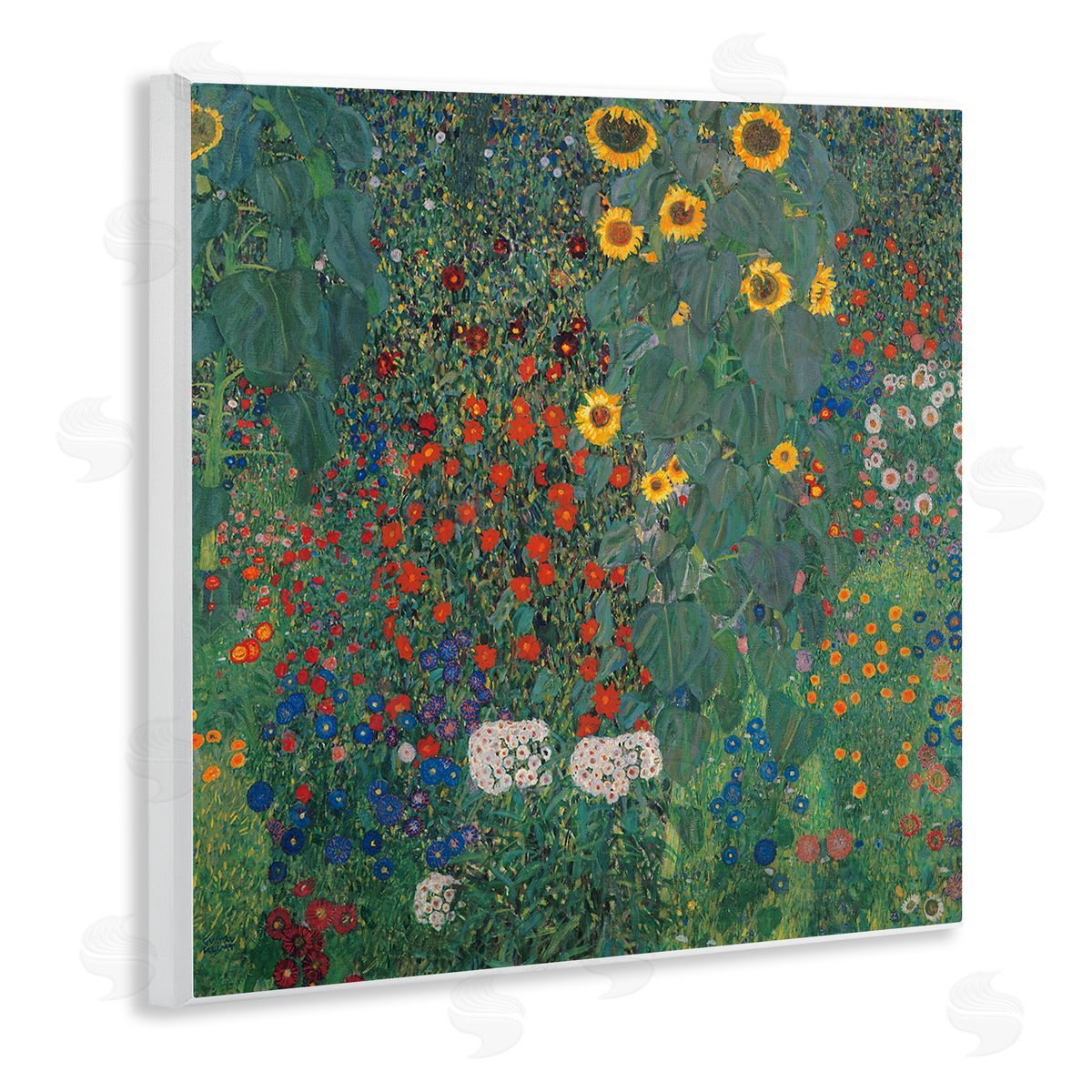 Gustav Klimt Modern Flower Garden Collage Wooden Wall Plaque Art Print