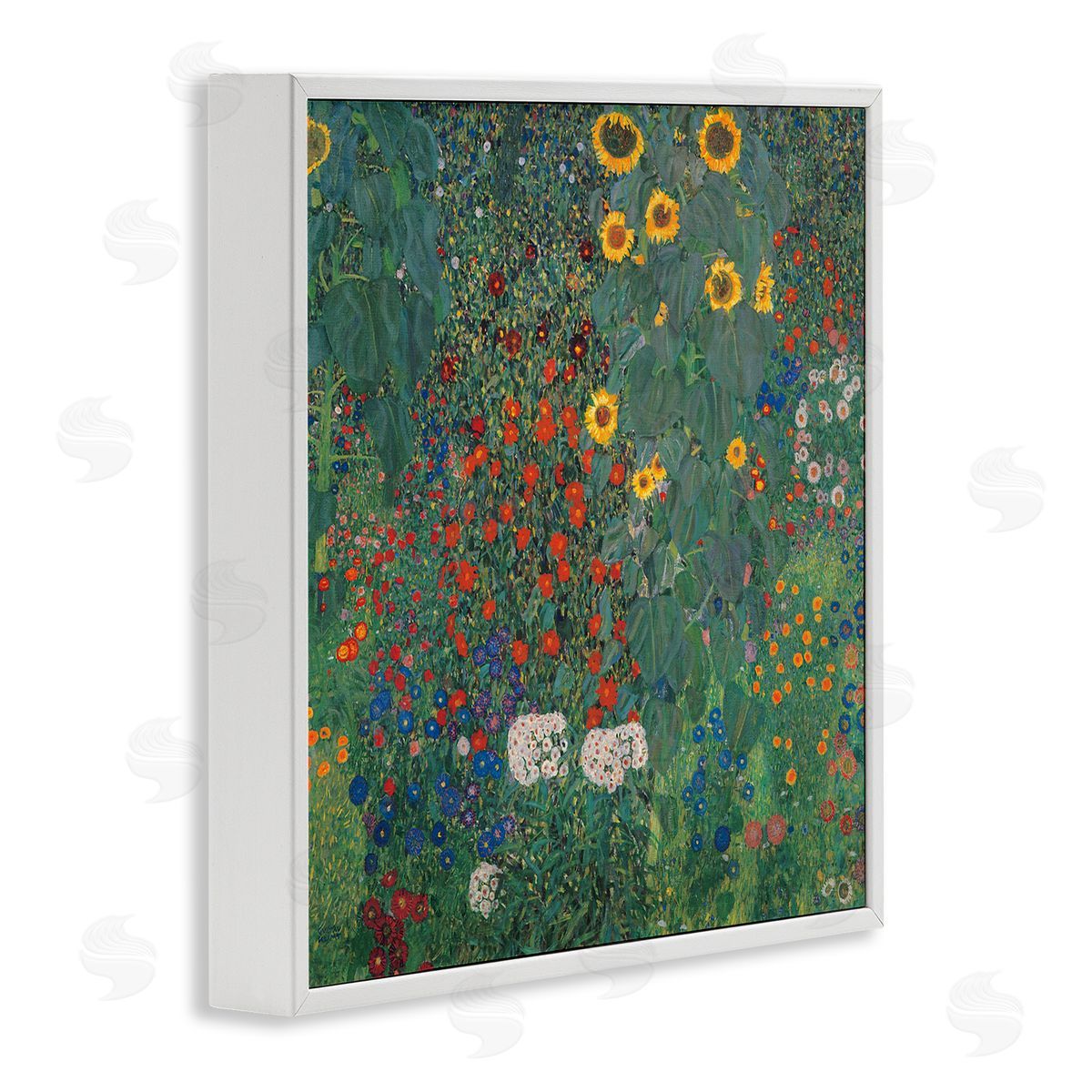 Gustav Klimt Modern Flower Garden Collage White Framed Glicee Wall Art Print