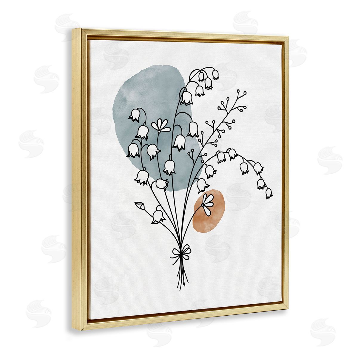 Lily of the Valley Wildflower Gold Floating Frame Canvas Wall Art, Home Decor by JJ Design House LLC