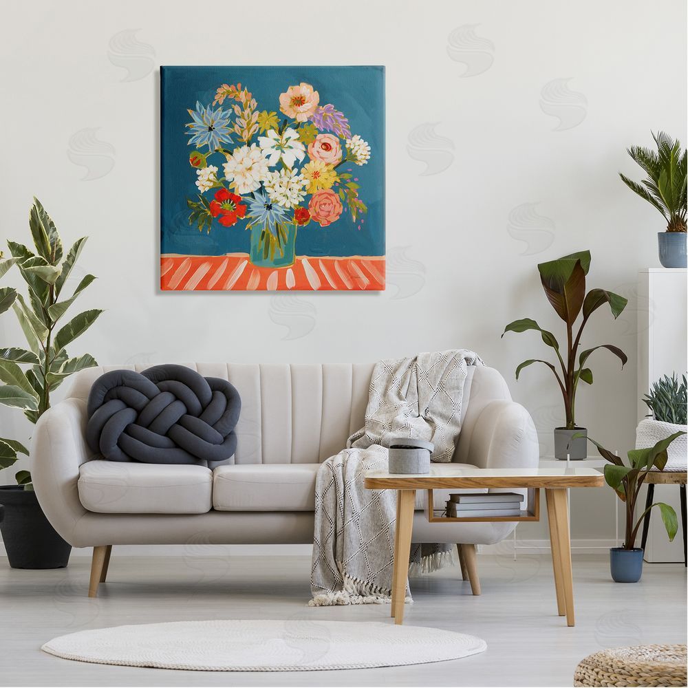 Liz Jardine Modern Mixed Vivid Flowers Canvas Wall Art in Room