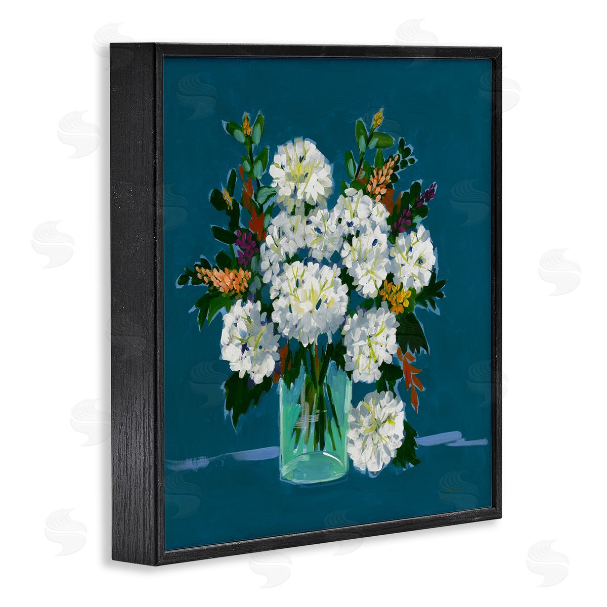 Liz Jardine White Hydrangea Modern Bouquet Black Framed Glicee Wall Art Print