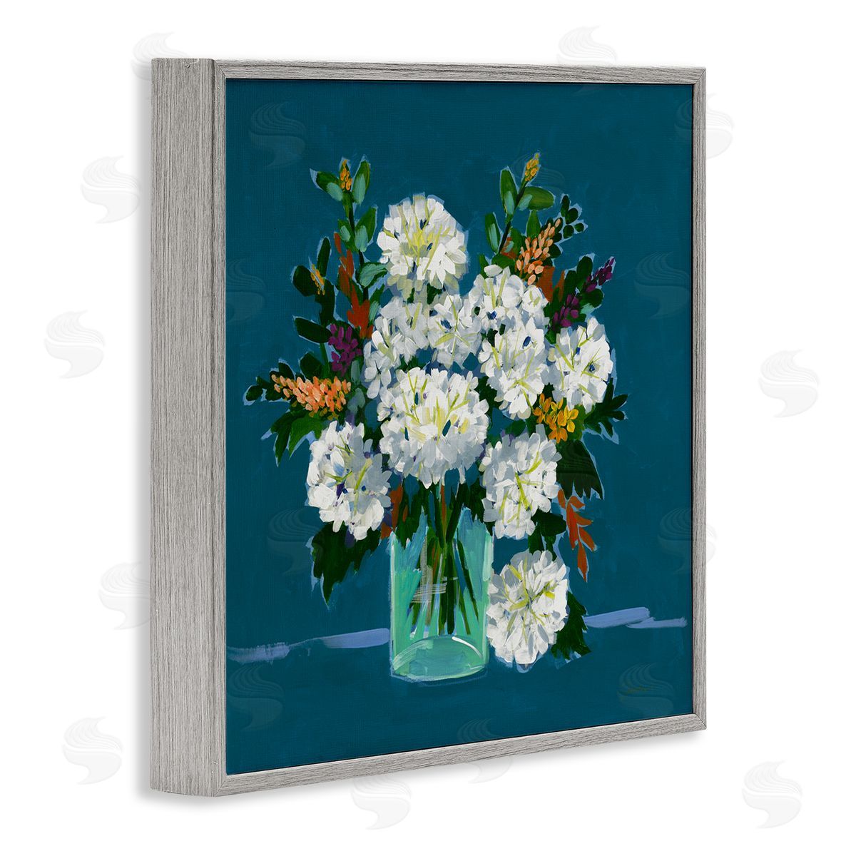 Liz Jardine White Hydrangea Modern Bouquet Gray Framed Glicee Wall Art Print
