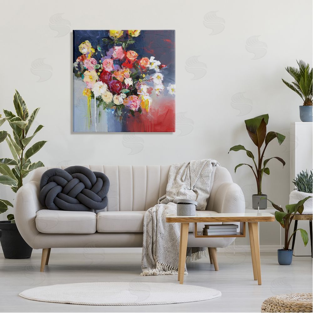 Craig Trewin Penny Urban Paint Drip Flower Arrangement Canvas Wall Art in Room