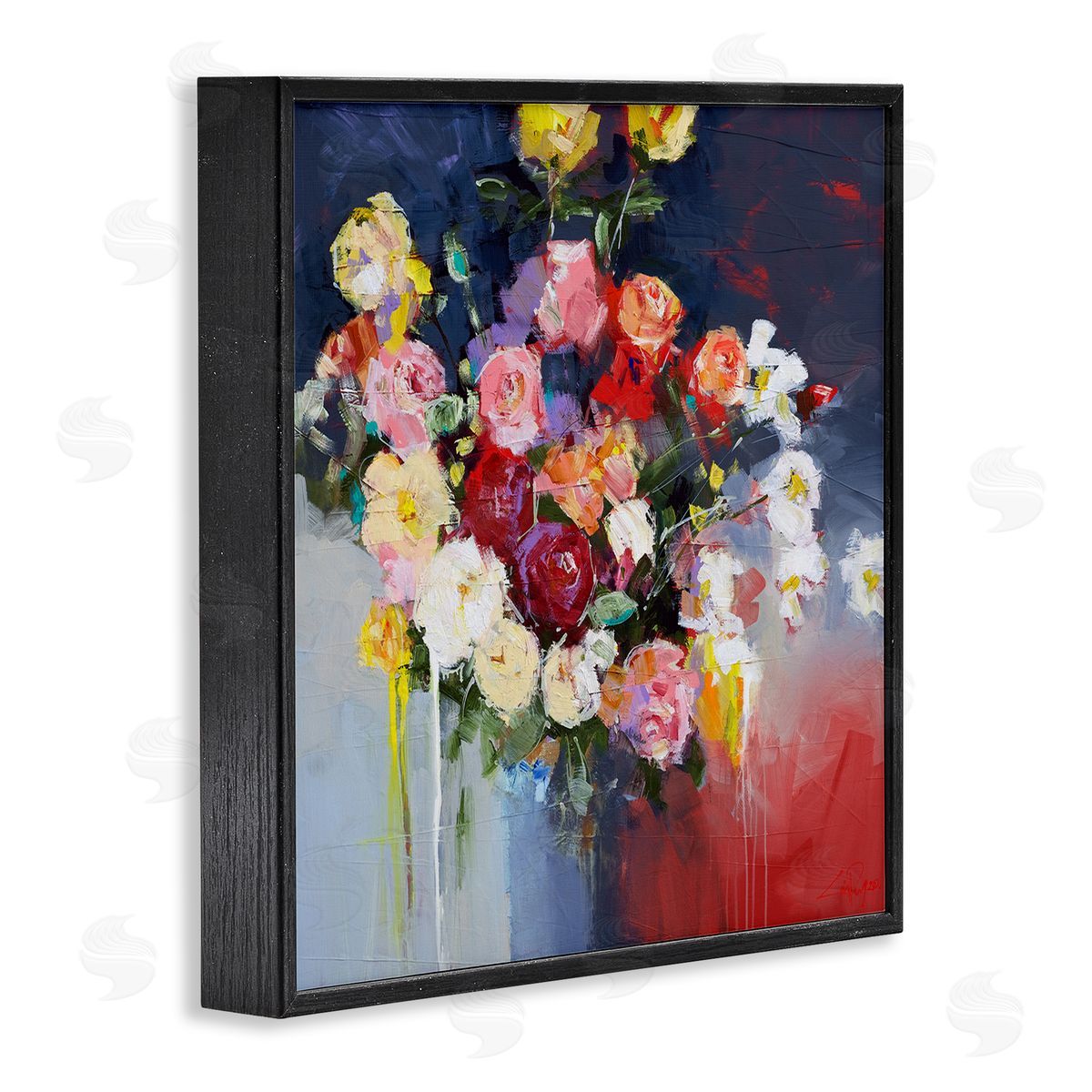 Craig Trewin Penny Urban Paint Drip Flower Arrangement Black Framed Glicee Wall Art Print