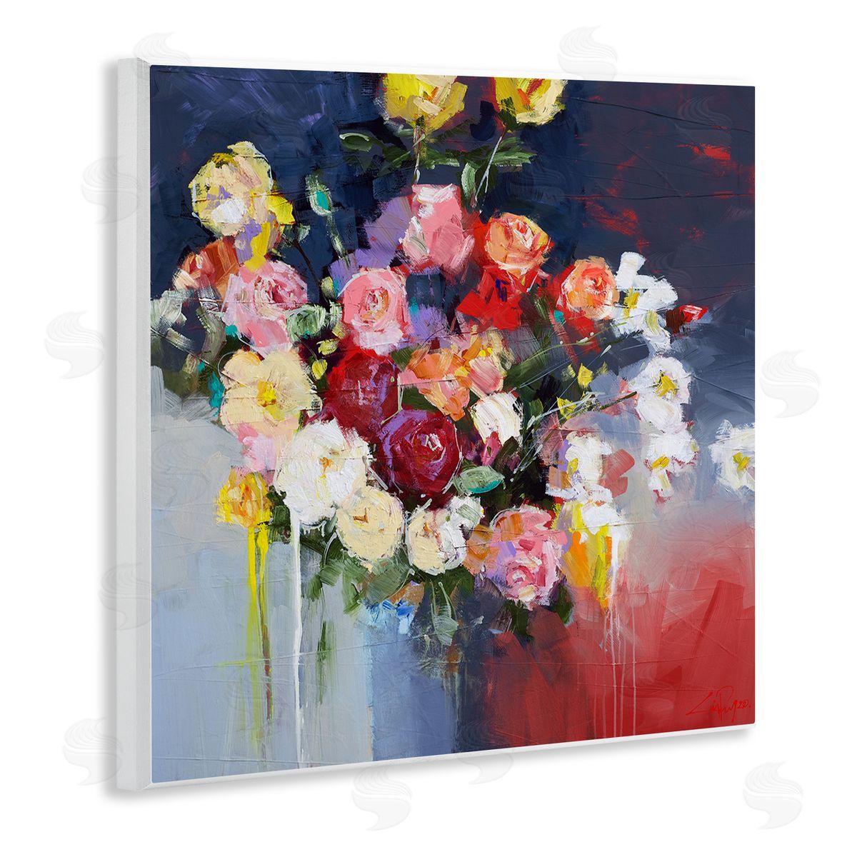 Craig Trewin Penny Urban Paint Drip Flower Arrangement Wooden Wall Plaque Art Print