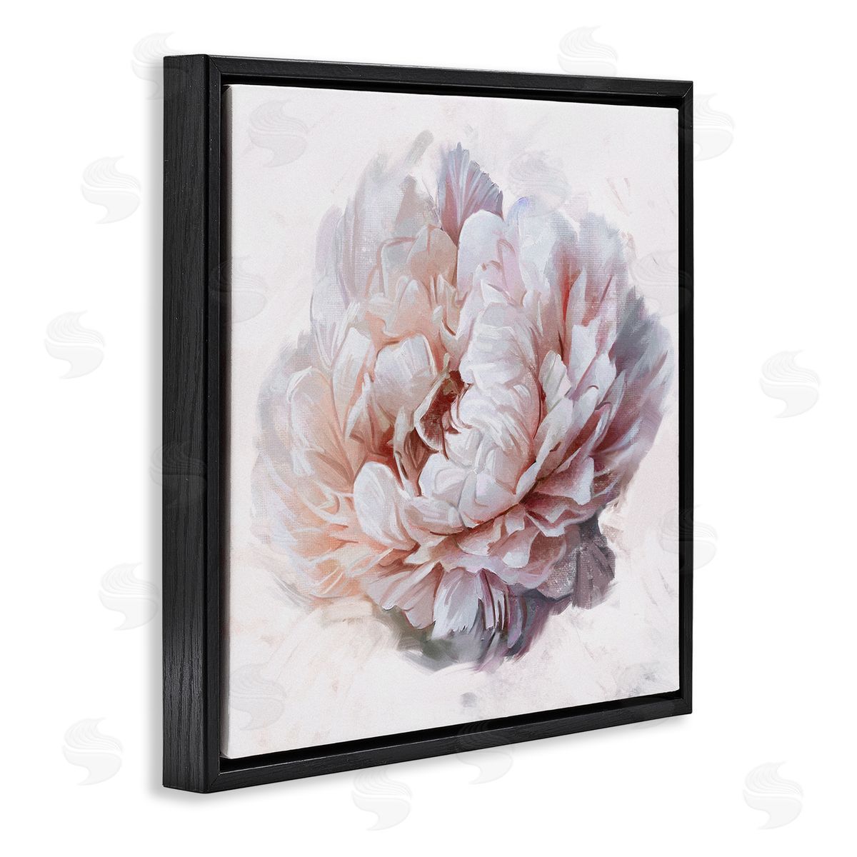 Ziwei Li Detailed Peony Petals Black Floating Frame Canvas Wall Art Print